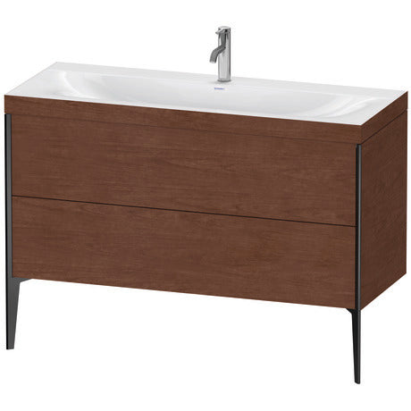 Duravit XViu 47" x 47" x 19" Two Drawer C-Bonded Floorstanding Vanity Kit With One Tap Hole, American Walnut (XV4712OB213C)