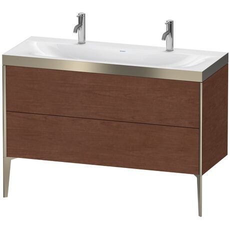 Duravit XViu 47" x 47" x 19" Two Drawer C-Bonded Floorstanding Vanity Kit With One Tap Hole, American Walnut (XV4713OB113P)