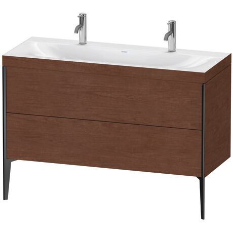 Duravit XViu 47" x 47" x 19" Two Drawer C-Bonded Floorstanding Vanity Kit With One Tap Hole, American Walnut (XV4713OB213C)