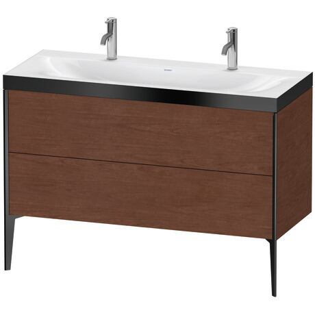 Duravit XViu 47" x 47" x 19" Two Drawer C-Bonded Floorstanding Vanity Kit With One Tap Hole, American Walnut (XV4713OB213P)