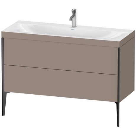 Duravit XViu 47" x 47" x 19" Two Drawer C-Bonded Floorstanding Vanity Kit With One Tap Hole, Basalt (XV4712OB243C)