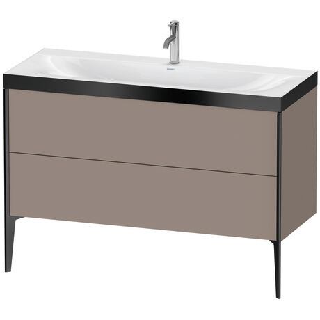 Duravit XViu 47" x 47" x 19" Two Drawer C-Bonded Floorstanding Vanity Kit With One Tap Hole, Basalt (XV4712OB243P)