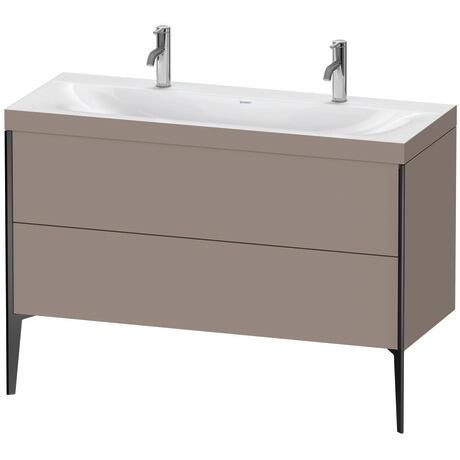 Duravit XViu 47" x 47" x 19" Two Drawer C-Bonded Floorstanding Vanity Kit With One Tap Hole, Basalt (XV4713OB243C)
