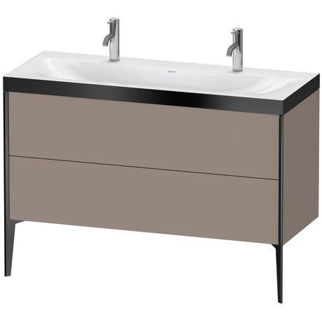 Duravit XViu 47" x 47" x 19" Two Drawer C-Bonded Floorstanding Vanity Kit With One Tap Hole, Basalt (XV4713OB243P)