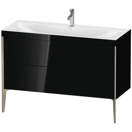 Duravit XViu 47" x 47" x 19" Two Drawer C-Bonded Floorstanding Vanity Kit With One Tap Hole, Black (XV4712OB140C)