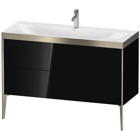 Duravit XViu 47" x 47" x 19" Two Drawer C-Bonded Floorstanding Vanity Kit With One Tap Hole, Black (XV4712OB140P)