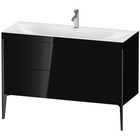 Duravit XViu 47" x 47" x 19" Two Drawer C-Bonded Floorstanding Vanity Kit With One Tap Hole, Black (XV4712OB240C)