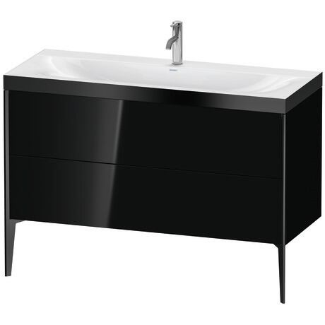 Duravit XViu 47" x 47" x 19" Two Drawer C-Bonded Floorstanding Vanity Kit With One Tap Hole, Black (XV4712OB240P)