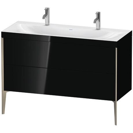 Duravit XViu 47" x 47" x 19" Two Drawer C-Bonded Floorstanding Vanity Kit With One Tap Hole, Black (XV4713OB140C)
