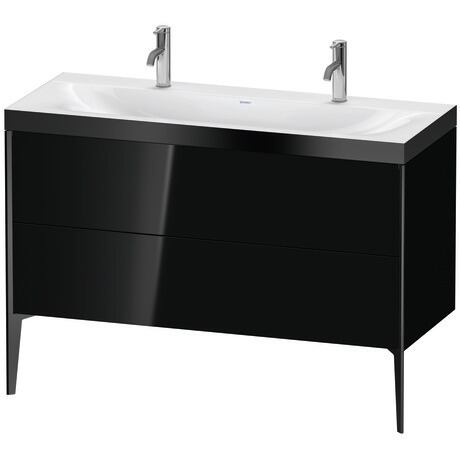 Duravit XViu 47" x 47" x 19" Two Drawer C-Bonded Floorstanding Vanity Kit With One Tap Hole, Black (XV4713OB240P)