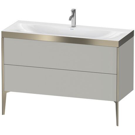 Duravit XViu 47" x 47" x 19" Two Drawer C-Bonded Floorstanding Vanity Kit With One Tap Hole, Concrete Gray (XV4712OB107P)