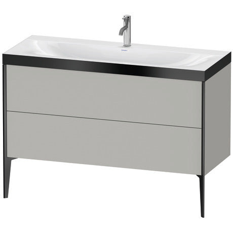Duravit XViu 47" x 47" x 19" Two Drawer C-Bonded Floorstanding Vanity Kit With One Tap Hole, Concrete Gray (XV4712OB207P)
