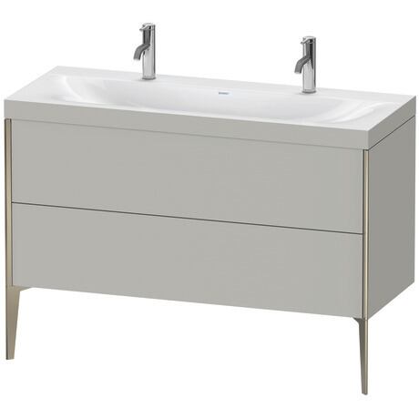 Duravit XViu 47" x 47" x 19" Two Drawer C-Bonded Floorstanding Vanity Kit With One Tap Hole, Concrete Gray (XV4713OB107C)