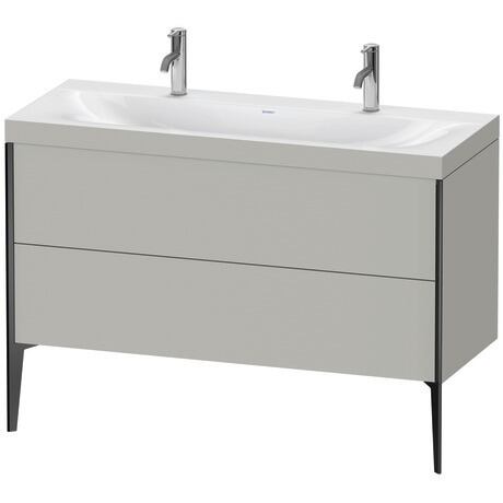 Duravit XViu 47" x 47" x 19" Two Drawer C-Bonded Floorstanding Vanity Kit With One Tap Hole, Concrete Gray (XV4713OB207C)