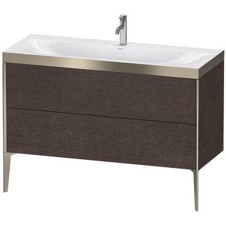 Duravit XViu 47" x 47" x 19" Two Drawer C-Bonded Floorstanding Vanity Kit With One Tap Hole, Dark Brushed Oak (XV4712OB172P)