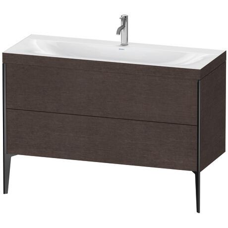 Duravit XViu 47" x 47" x 19" Two Drawer C-Bonded Floorstanding Vanity Kit With One Tap Hole, Dark Brushed Oak (XV4712OB272C)