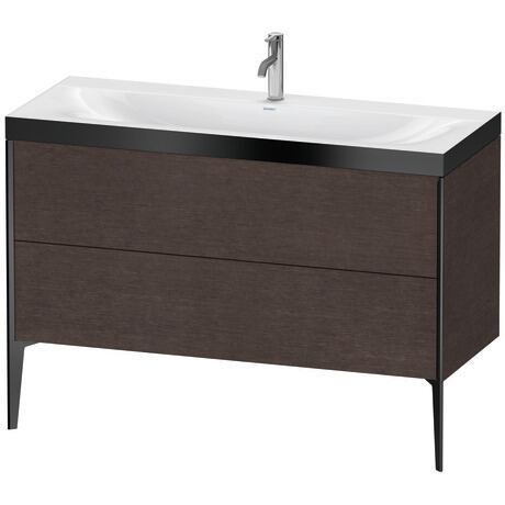 Duravit XViu 47" x 47" x 19" Two Drawer C-Bonded Floorstanding Vanity Kit With One Tap Hole, Dark Brushed Oak (XV4712OB272P)