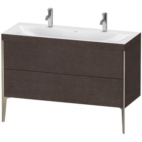 Duravit XViu 47" x 47" x 19" Two Drawer C-Bonded Floorstanding Vanity Kit With One Tap Hole, Dark Brushed Oak (XV4713OB172C)