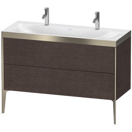 Duravit XViu 47" x 47" x 19" Two Drawer C-Bonded Floorstanding Vanity Kit With One Tap Hole, Dark Brushed Oak (XV4713OB172P)