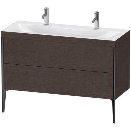 Duravit XViu 47" x 47" x 19" Two Drawer C-Bonded Floorstanding Vanity Kit With One Tap Hole, Dark Brushed Oak (XV4713OB272C)