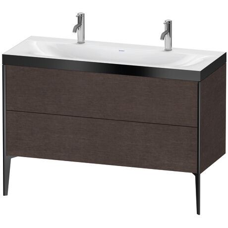Duravit XViu 47" x 47" x 19" Two Drawer C-Bonded Floorstanding Vanity Kit With One Tap Hole, Dark Brushed Oak (XV4713OB272P)