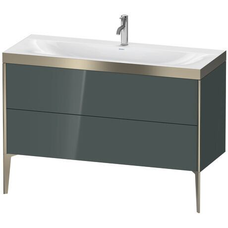 Duravit XViu 47" x 47" x 19" Two Drawer C-Bonded Floorstanding Vanity Kit With One Tap Hole, Dolomite Gray (XV4712OB138P)