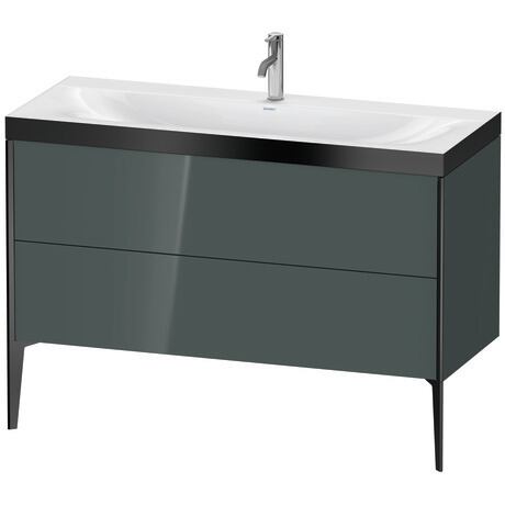Duravit XViu 47" x 47" x 19" Two Drawer C-Bonded Floorstanding Vanity Kit With One Tap Hole, Dolomite Gray (XV4712OB238P)