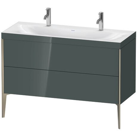 Duravit XViu 47" x 47" x 19" Two Drawer C-Bonded Floorstanding Vanity Kit With One Tap Hole, Dolomite Gray (XV4713OB138C)