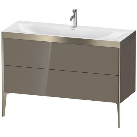 Duravit XViu 47" x 47" x 19" Two Drawer C-Bonded Floorstanding Vanity Kit With One Tap Hole, Flannel Gray (XV4712OB189P)