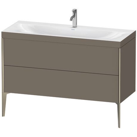Duravit XViu 47" x 47" x 19" Two Drawer C-Bonded Floorstanding Vanity Kit With One Tap Hole, Flannel Gray (XV4712OB190C)