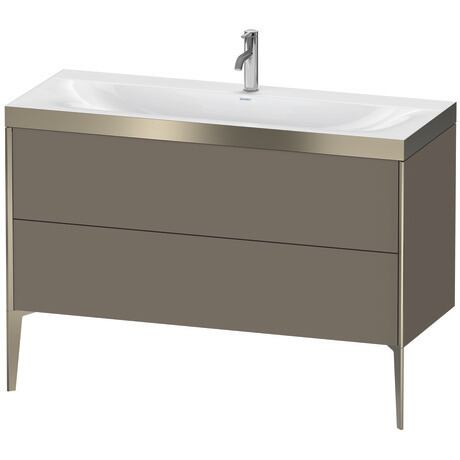 Duravit XViu 47" x 47" x 19" Two Drawer C-Bonded Floorstanding Vanity Kit With One Tap Hole, Flannel Gray (XV4712OB190P)