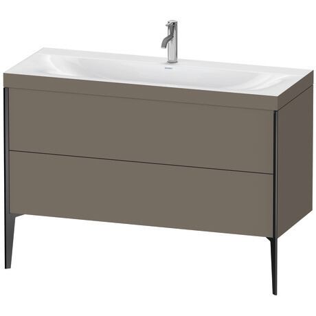 Duravit XViu 47" x 47" x 19" Two Drawer C-Bonded Floorstanding Vanity Kit With One Tap Hole, Flannel Gray (XV4712OB290C)