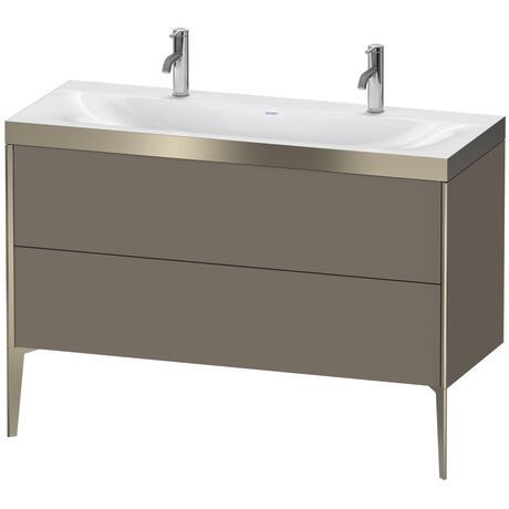 Duravit XViu 47" x 47" x 19" Two Drawer C-Bonded Floorstanding Vanity Kit With One Tap Hole, Flannel Gray (XV4713OB190P)