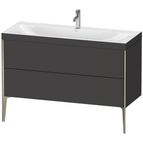 Duravit XViu 47" x 47" x 19" Two Drawer C-Bonded Floorstanding Vanity Kit With One Tap Hole, Graphite (XV4712OB180C)