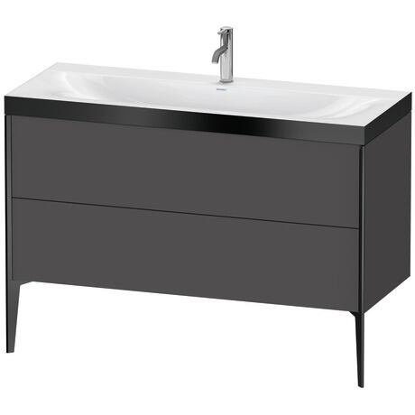 Duravit XViu 47" x 47" x 19" Two Drawer C-Bonded Floorstanding Vanity Kit With One Tap Hole, Graphite (XV4712OB249P)