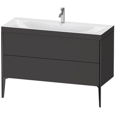 Duravit XViu 47" x 47" x 19" Two Drawer C-Bonded Floorstanding Vanity Kit With One Tap Hole, Graphite (XV4712OB280C)