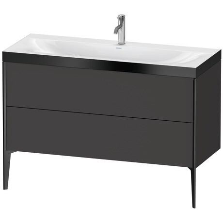 Duravit XViu 47" x 47" x 19" Two Drawer C-Bonded Floorstanding Vanity Kit With One Tap Hole, Graphite (XV4712OB280P)