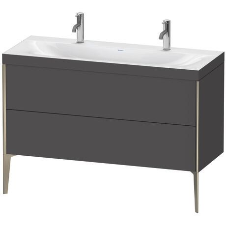 Duravit XViu 47" x 47" x 19" Two Drawer C-Bonded Floorstanding Vanity Kit With One Tap Hole, Graphite (XV4713OB149C)