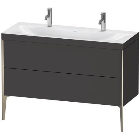 Duravit XViu 47" x 47" x 19" Two Drawer C-Bonded Floorstanding Vanity Kit With One Tap Hole, Graphite (XV4713OB180C)