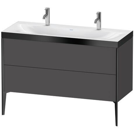Duravit XViu 47" x 47" x 19" Two Drawer C-Bonded Floorstanding Vanity Kit With One Tap Hole, Graphite (XV4713OB249P)