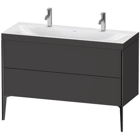Duravit XViu 47" x 47" x 19" Two Drawer C-Bonded Floorstanding Vanity Kit With One Tap Hole, Graphite (XV4713OB280C)