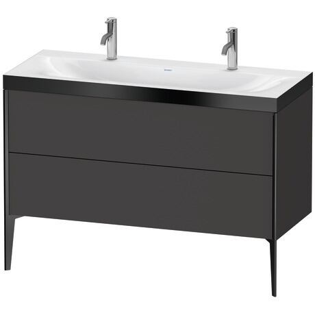 Duravit XViu 47" x 47" x 19" Two Drawer C-Bonded Floorstanding Vanity Kit With One Tap Hole, Graphite (XV4713OB280P)