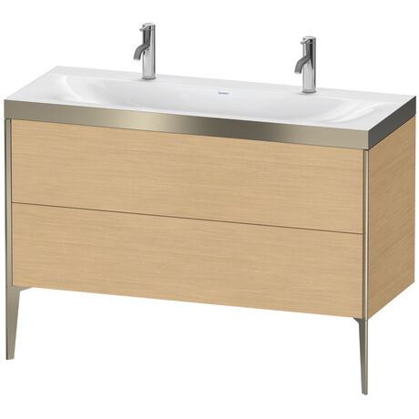 Duravit XViu 47" x 47" x 19" Two Drawer C-Bonded Floorstanding Vanity Kit With One Tap Hole, Natural Oak (XV4713OB130P)