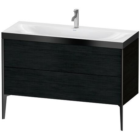 Duravit XViu 47" x 47" x 19" Two Drawer C-Bonded Floorstanding Vanity Kit With One Tap Hole, Oak Black (XV4712OB216P)