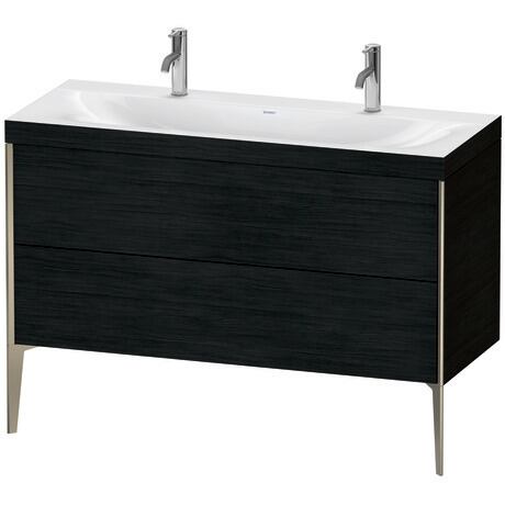 Duravit XViu 47" x 47" x 19" Two Drawer C-Bonded Floorstanding Vanity Kit With One Tap Hole, Oak Black (XV4713OB116C)
