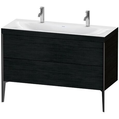 Duravit XViu 47" x 47" x 19" Two Drawer C-Bonded Floorstanding Vanity Kit With One Tap Hole, Oak Black (XV4713OB216C)