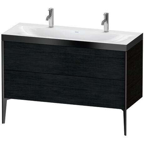 Duravit XViu 47" x 47" x 19" Two Drawer C-Bonded Floorstanding Vanity Kit With One Tap Hole, Oak Black (XV4713OB216P)