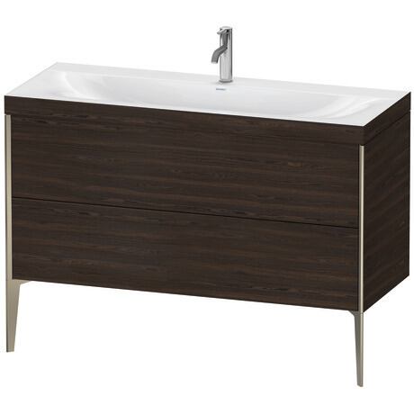 Duravit XViu 47" x 47" x 19" Two Drawer C-Bonded Floorstanding Vanity Kit With One Tap Hole, Walnut Brushed (XV4712OB169C)