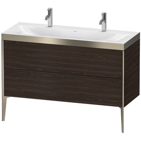 Duravit XViu 47" x 47" x 19" Two Drawer C-Bonded Floorstanding Vanity Kit With One Tap Hole, Walnut Brushed (XV4713OB169P)