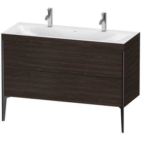 Duravit XViu 47" x 47" x 19" Two Drawer C-Bonded Floorstanding Vanity Kit With One Tap Hole, Walnut Brushed (XV4713OB269C)